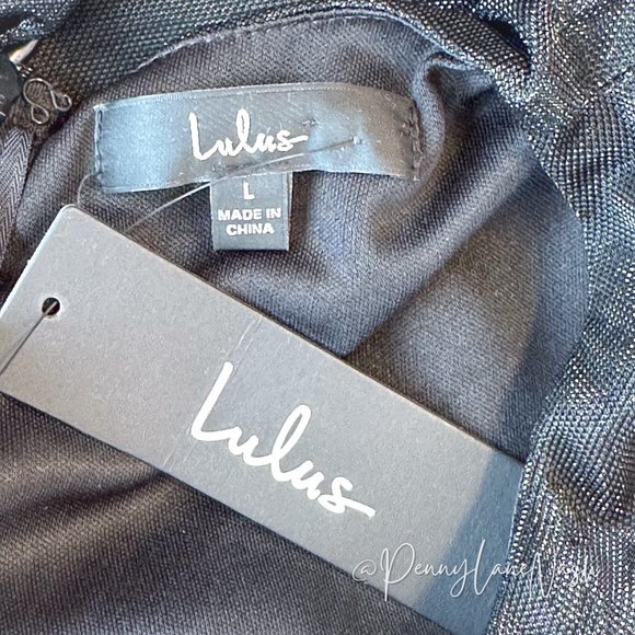 NWT Lulu's Night at the Club Black Metallic Cutout Bodycon Mini Dress Black - Picture 7 of 10